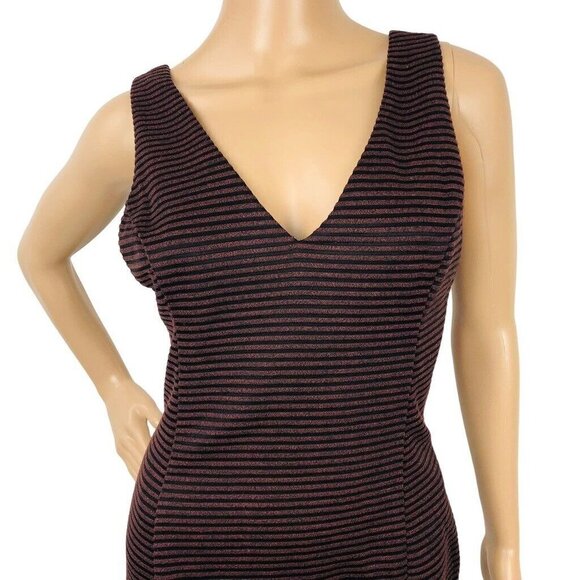 ASTR The Label Striped Knit Bodycon Pencil Dress V-Neck Mini Sleeveless Size L - Picture 2 of 9